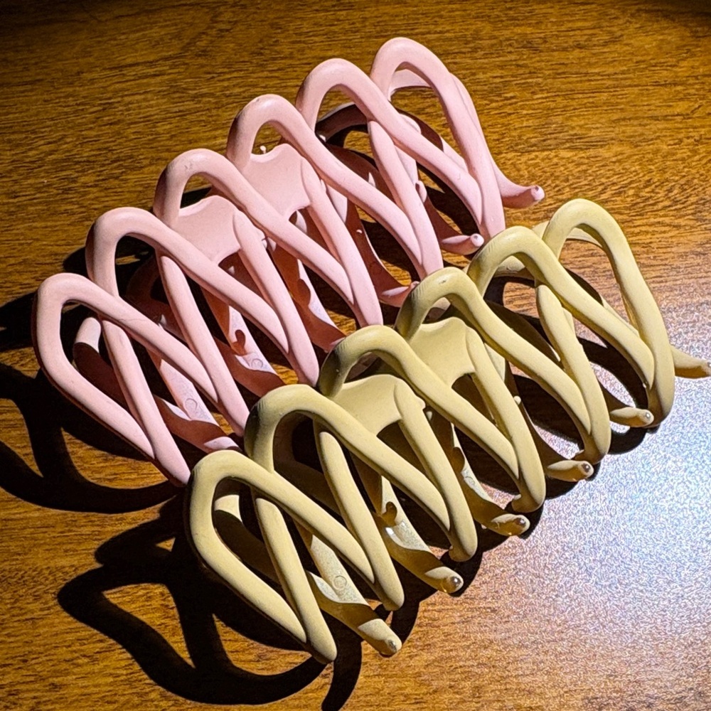Stylish Pink and Tan Hair Claw Clips